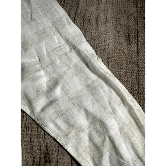 Joseph Abboud Mens White Cream Plaid Linen Button-Up Shirt Size Large - Picture 5 of 8